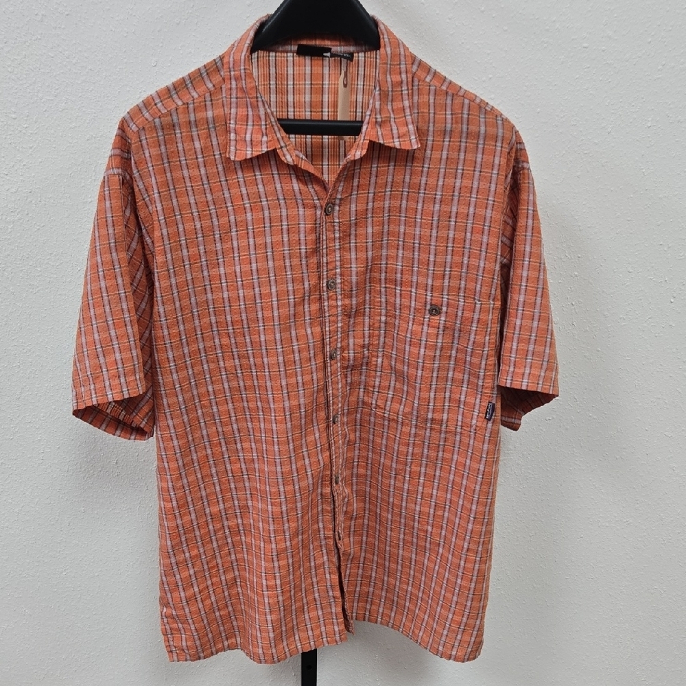 Patagonia Men's Casual Orange Plaid Shirt